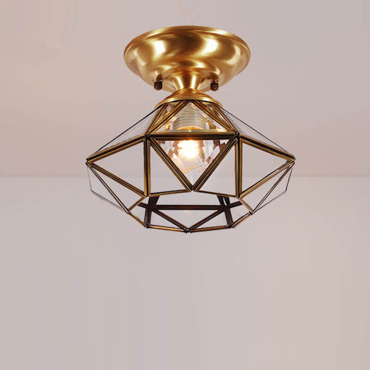 Europäische Leichte Luxus Vollkupfer Runde 1-Licht Semi-Flush Mount Leuchte 