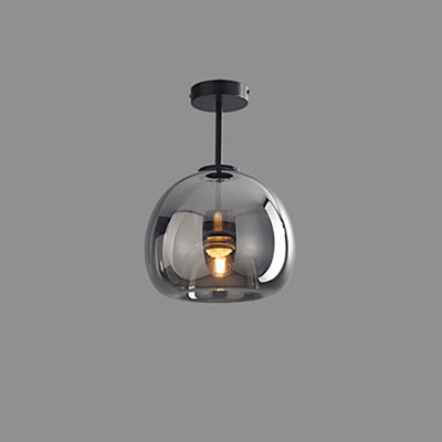 Nordic Light Luxury Round Glass Ball 1-Light Semi-Flush Mount Ceiling Light