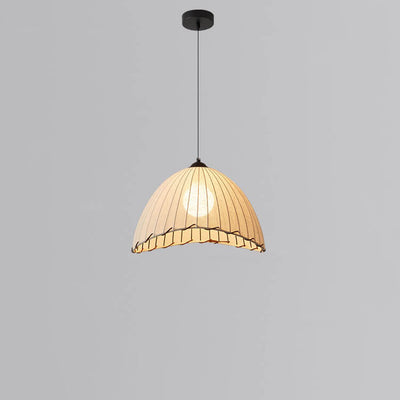 Japanese Wabi-sabi Striped Fabric Dome 1-Light Pendant Light