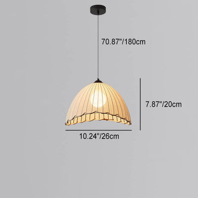 Japanese Wabi-sabi Striped Fabric Dome 1-Light Pendant Light