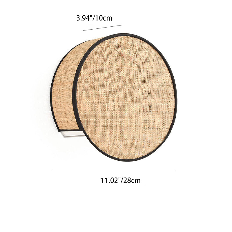 Zeitgenössische Boho Rattan Weben Zylinder Schatten 1-Licht Wand Leuchte Lampe für Schlafzimmer 