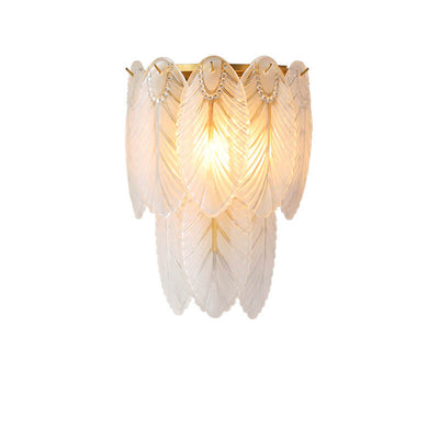 European Light Luxury Feather Iron Glass 2/3-Light Wall Sconce Lamp