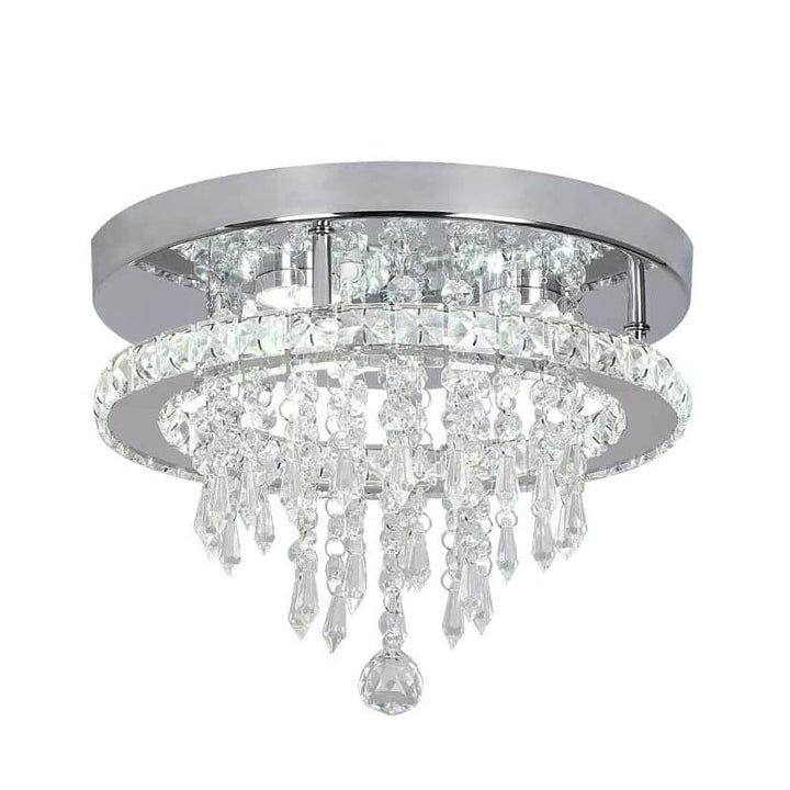 Modern Light Luxury Round Crystal LED Flush Mount Ceiling Light