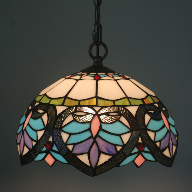 Europäische Tiffany Flora Buntglas 1-flammige Pendelleuchte 