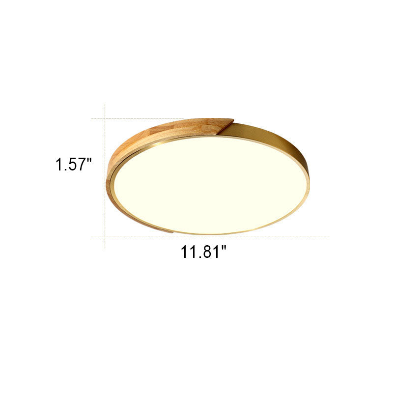 Iluminación empotrada LED redonda moderna de lujo ligero de cobre y madera 