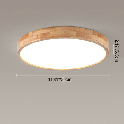 Modern Minimalist Solid Wood Round Square Tatami LED Flush Mount Ceiling Light