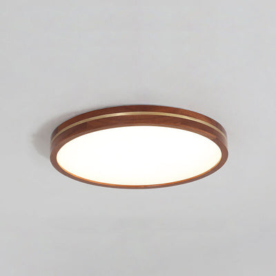 Moderne schlanke LED-Deckenleuchte in Walnussfarbe aus Holz 