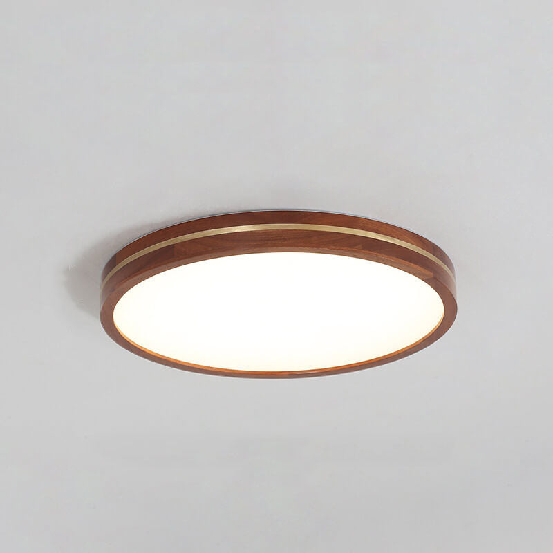 Moderne schlanke LED-Deckenleuchte in Walnussfarbe aus Holz 