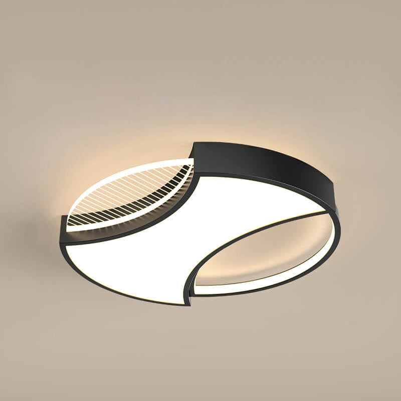 Light Luxury Combination Acrylic Round Gold Black LED Flush Mount Light