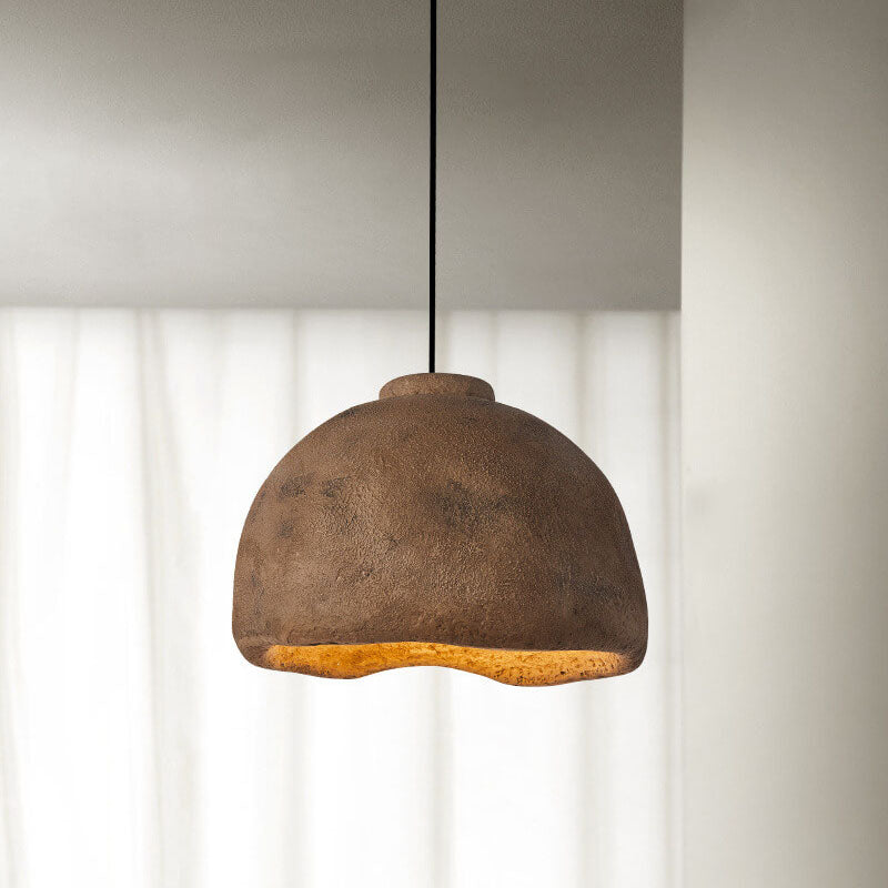 Retro Handmade Polystyrene Dome Aged 1-Light Pendant Light