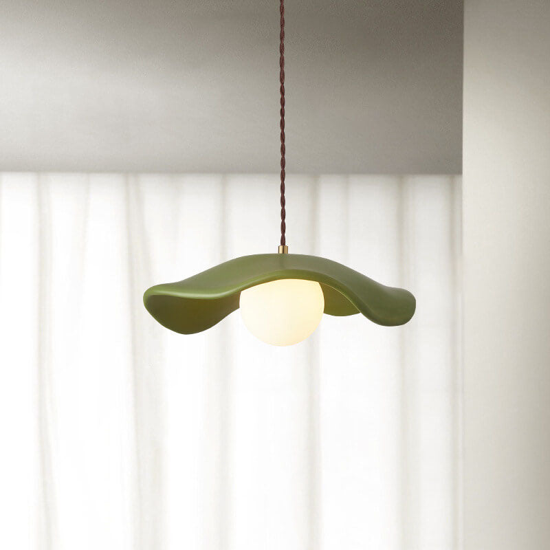 Dôme en crème de macaron Design en vague Résine Suspension à 1 lumière 