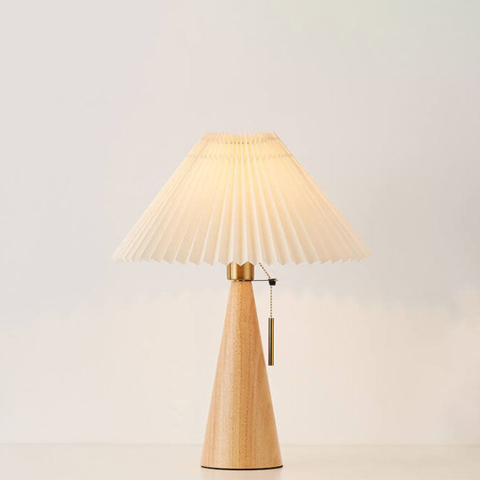 Japanische 1-flammige Tischlampe aus Bambuskorb mit rundem Holzsockel 