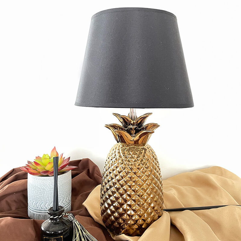 European Creative Ananas Ceramic Base Fabric 1-Light Tischlampe