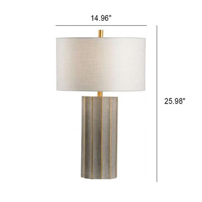 Vintage Ceramic Striped Column Fabric 1-Light Table Lamp