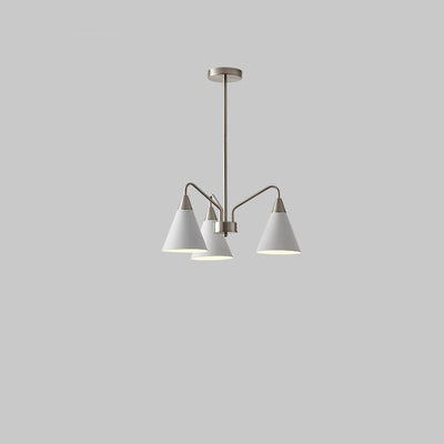 Nordic Minimalist Cone Shade Sand Nickel Branch Iron 3/5 Light Chandelier