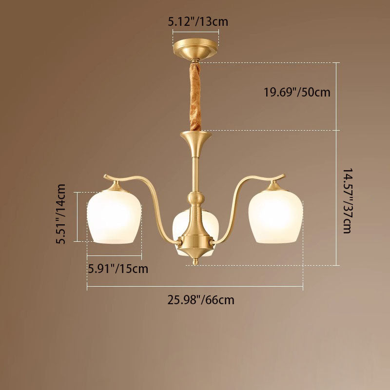 Modern Luxury Round Bud Iron Brass Glass 3/5/6/8/10 Light Chandelier For Living Room