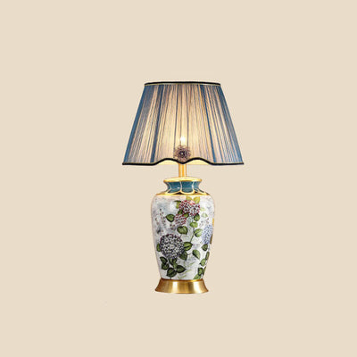 Modern Luxury Painted Fabric Ceramic 1-Light Table Lamp