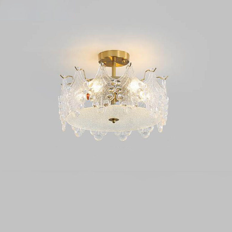 Lámpara de Techo Semi-empotrada Redonda de Cristal de Lujo Francés con 5/6/8 Luces 