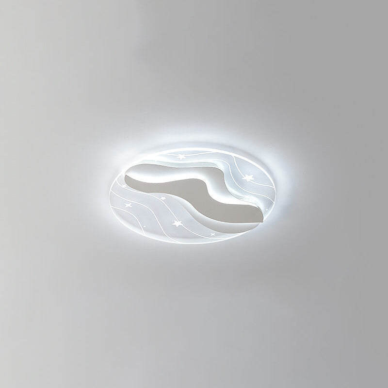 Modern Minimalist Round Starry Sky Effect LED Slim Flush Mount Ceiling Light