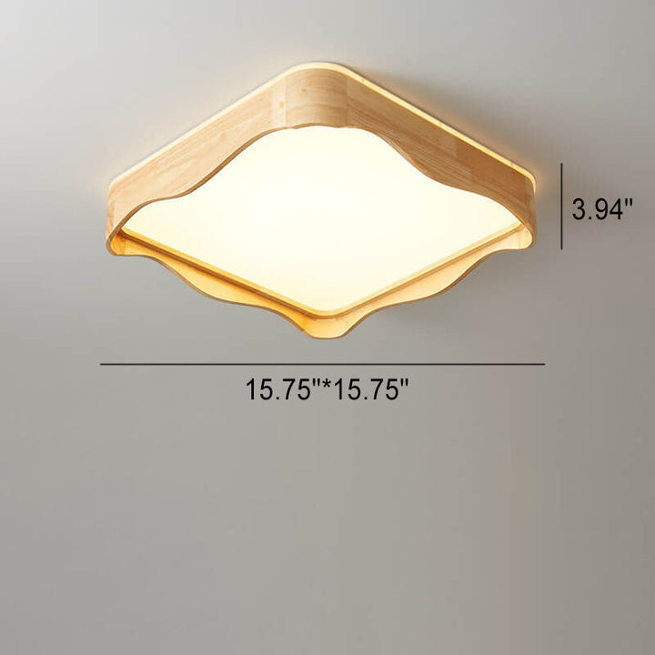 Luz de techo LED montada al ras con diseño de ondas cuadradas originales japonesas de madera 