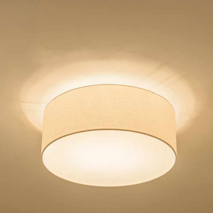 Modern Minimalist Round Drum Iron Fabric 3/5 Light Flush Mount Ceiling Light For Living Room