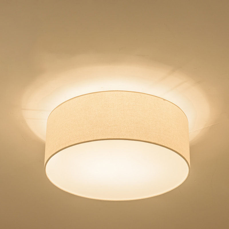 Nordic Minimalist Round Drum Fabric 3/5 Light Flush Mount Ceiling Light