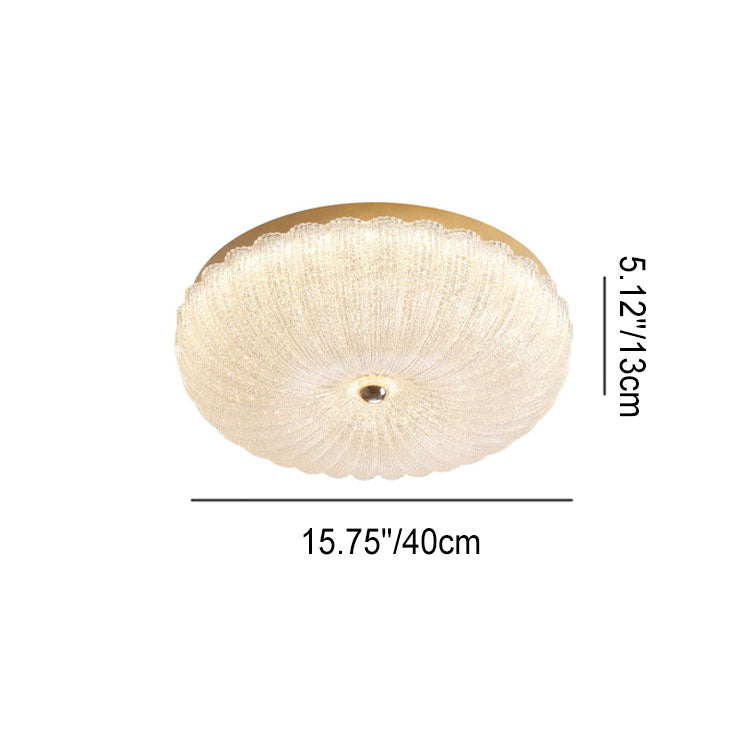 Modern Luxury Stainless Steel Glass Copper Round LED Semi-Flush Mount Ceiling Light