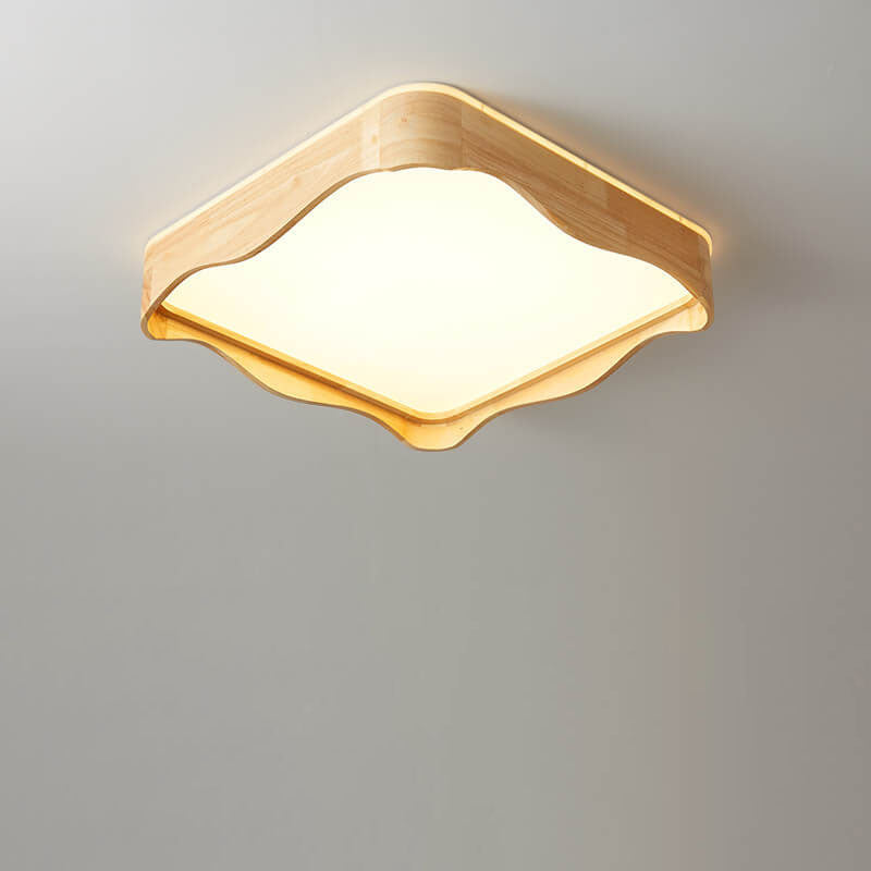 Luz de techo LED montada al ras con diseño de ondas cuadradas originales japonesas de madera 