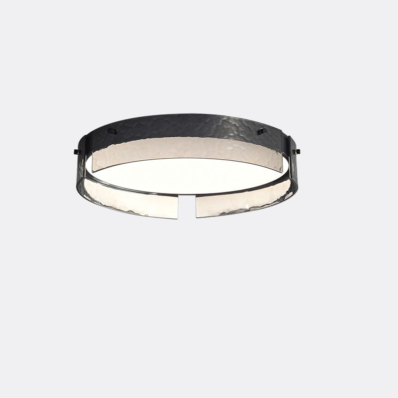 Modern Minimalist Black Round Drum Glass Aluminum Acrylic LED Flush Mount Ceiling Light For Living Room &amp; Bedroom