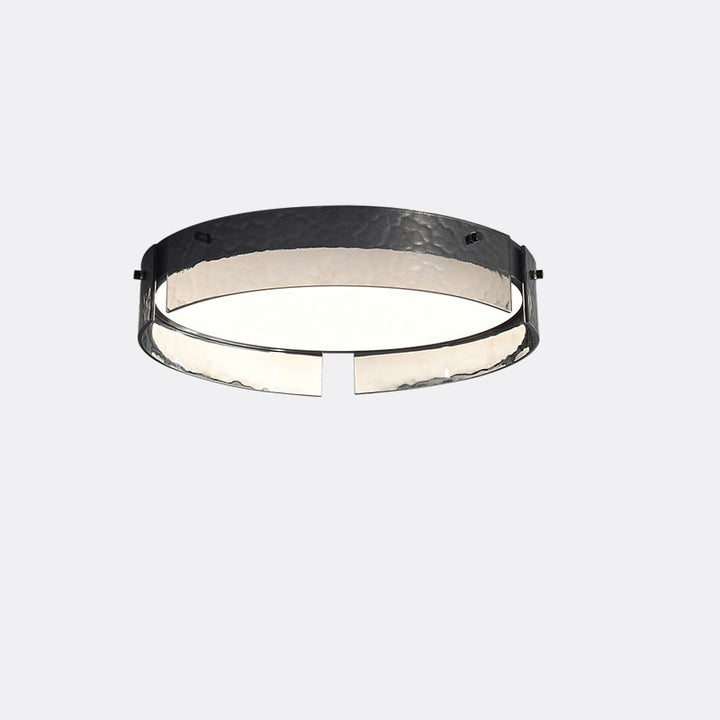 Modern Minimalist Black Round Drum Glass Aluminum Acrylic LED Flush Mount Ceiling Light For Living Room &amp; Bedroom