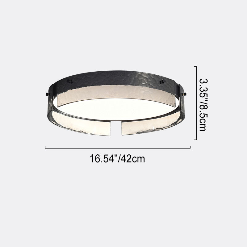 Modern Minimalist Black Round Drum Glass Aluminum Acrylic LED Flush Mount Ceiling Light For Living Room &amp; Bedroom