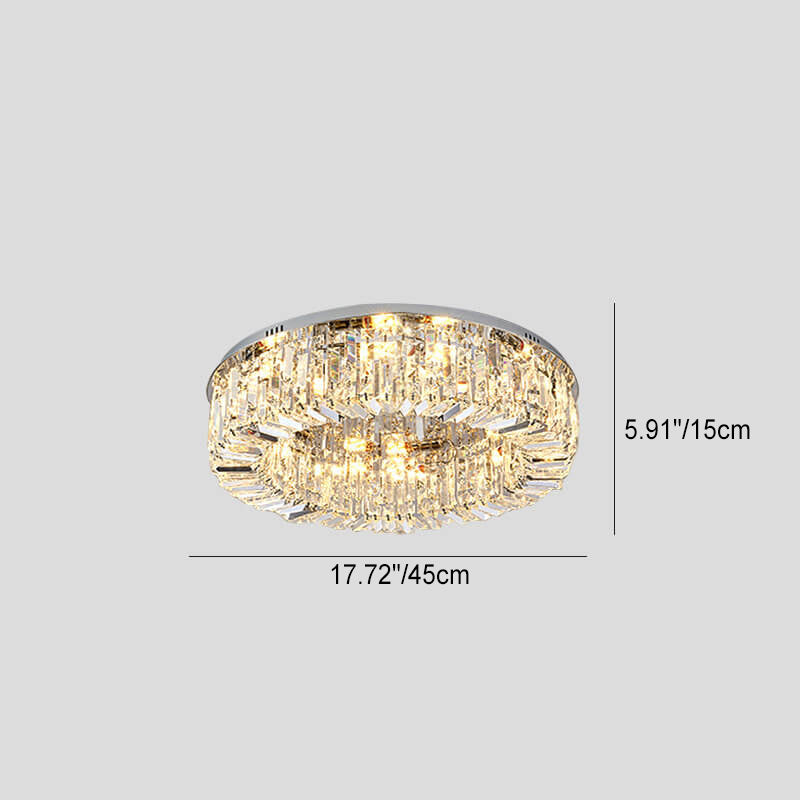 Modern Luxury Dazzling Prismatic Crystal Round Shade 5/8/12-Light Flush Mount Ceiling Light For Living Room