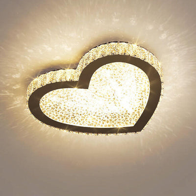 Lustre Plafonnier LED en Cristal en Acier Inoxydable Minimaliste Moderne 
