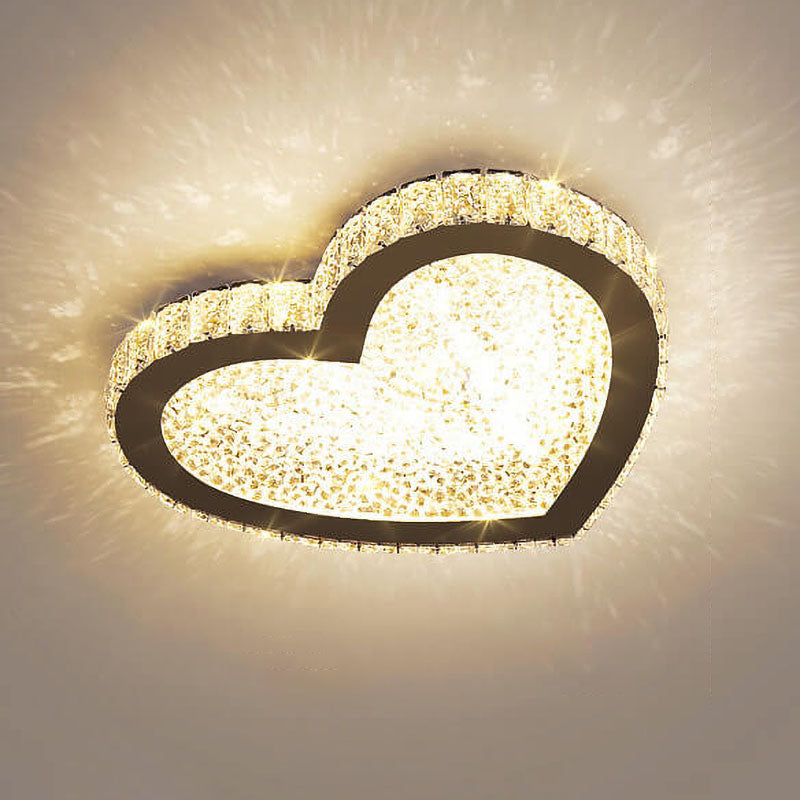 Lustre Plafonnier LED en Cristal en Acier Inoxydable Minimaliste Moderne 