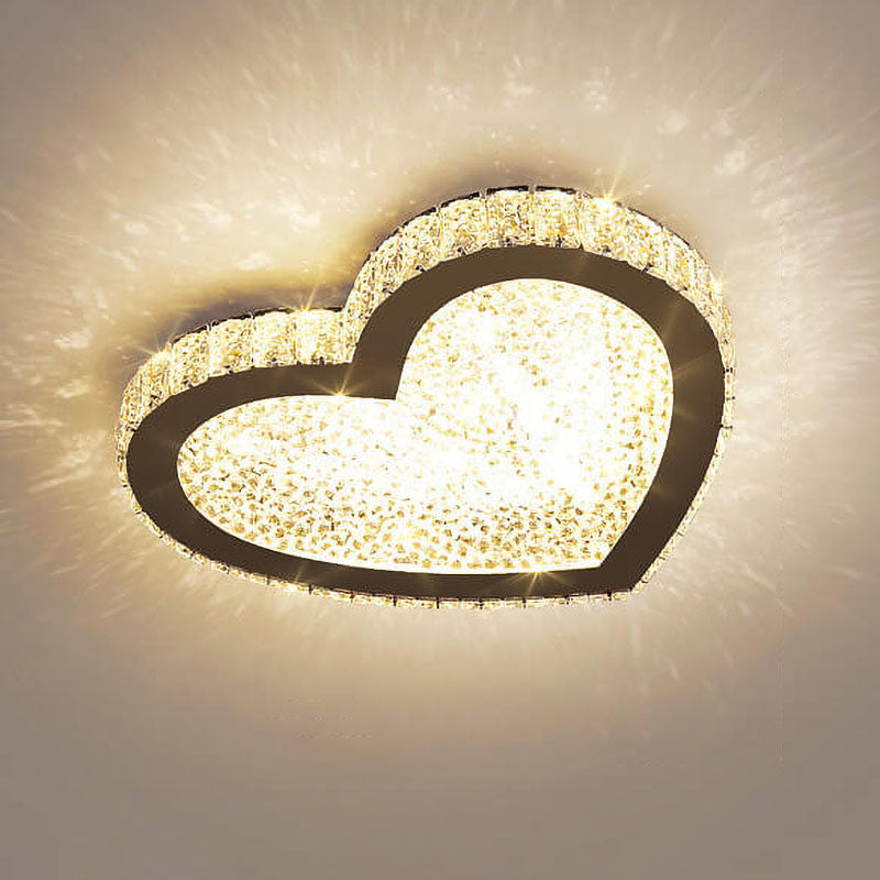 Modern Minimalist Stainless Steel Crystal LED Flush Mount Ceiling Light