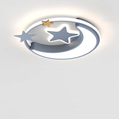 Creative Simplicity Star Moon Round LED Kids Flush Mount Ceiling Light