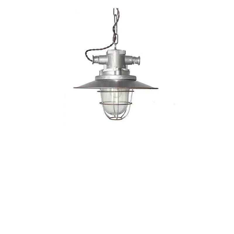 Vintage Industrial Die-Cast Zinc Glass Dome 1-Light Pendant Light