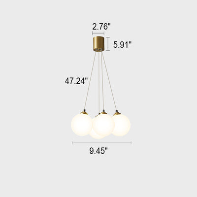 Nordic Light Luxury Round Ball Copper Glass 4/5/7-Light Chandelier