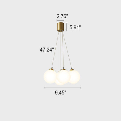 Nordic Light Luxury Round Ball Kupferglas 4/5/7-Licht-Kronleuchter 