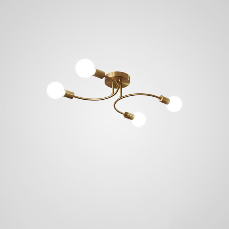 Modern Luxury Round Magic Bean Ring Iron 4/6/8-Light Semi-Flush Mount Ceiling Light For Living Room