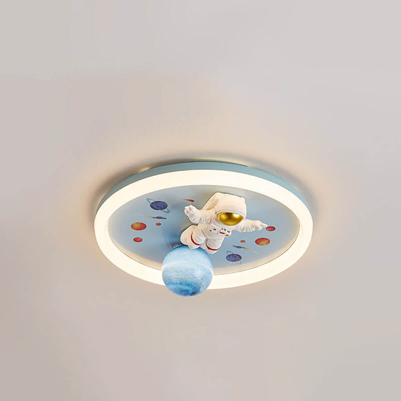 Cartoon Creative Space Astronaut Resin LED Flush Mount Ceiling Light