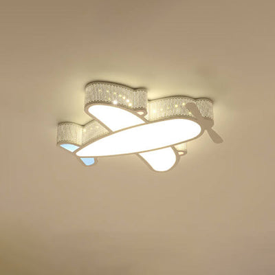 Cartoon Creative Luminous Aircraft Design LED Flush Mount Ceiling Light