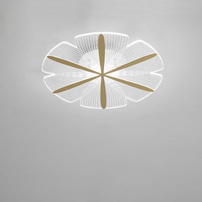 Modern Minimalist Acrylic Petal Round Gold LED Flush Mount Ceiling Light