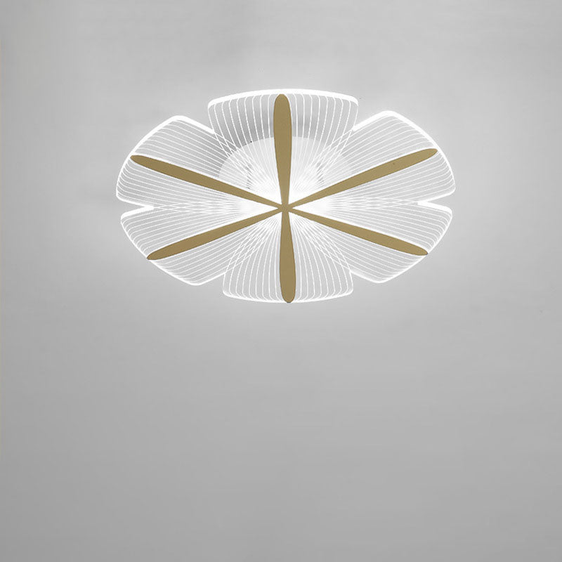 Modern Minimalist Acrylic Petal Round Gold LED Flush Mount Ceiling Light