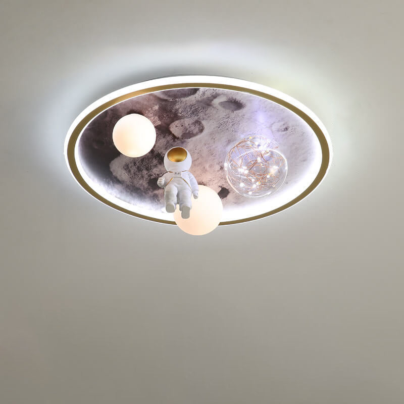 Cartoon Childlike Creative Spaceman Design LED Flush Mount Light