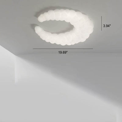 Nordic Minimalist Milk White Crescent LED Flush Mount Ceiling Light