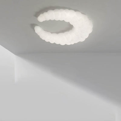 Nordic Minimalist Milk White Crescent LED Flush Mount Ceiling Light