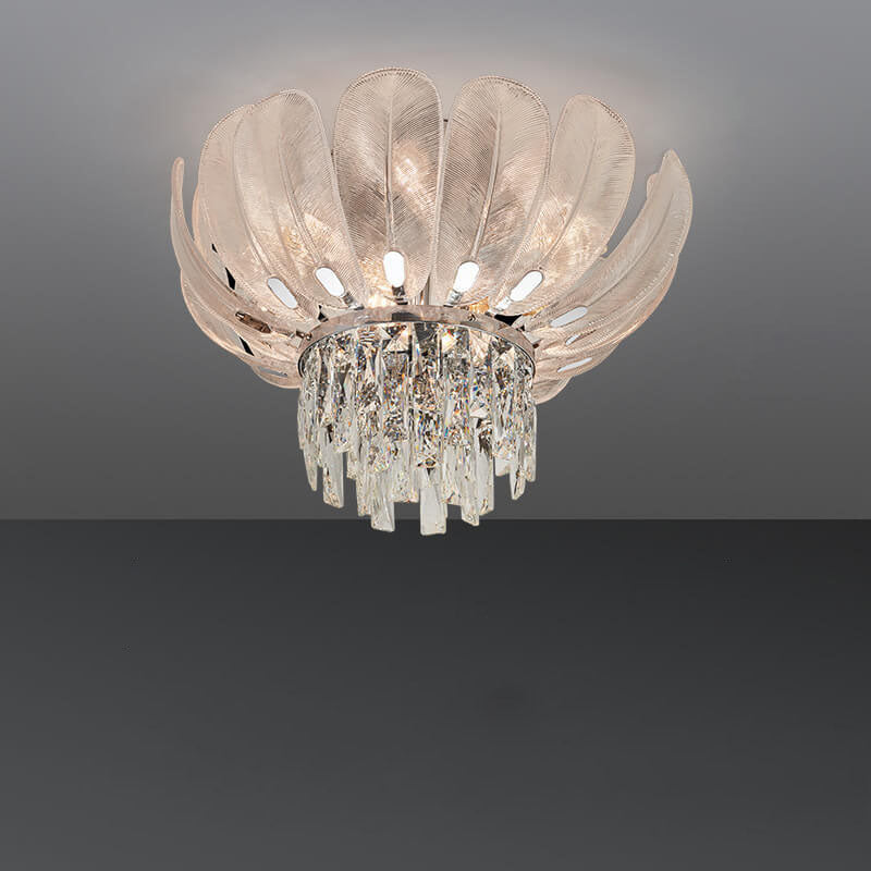 Lustre de plafond encastré en verre cristal de luxe européen moderne 9/12/16 lumières 