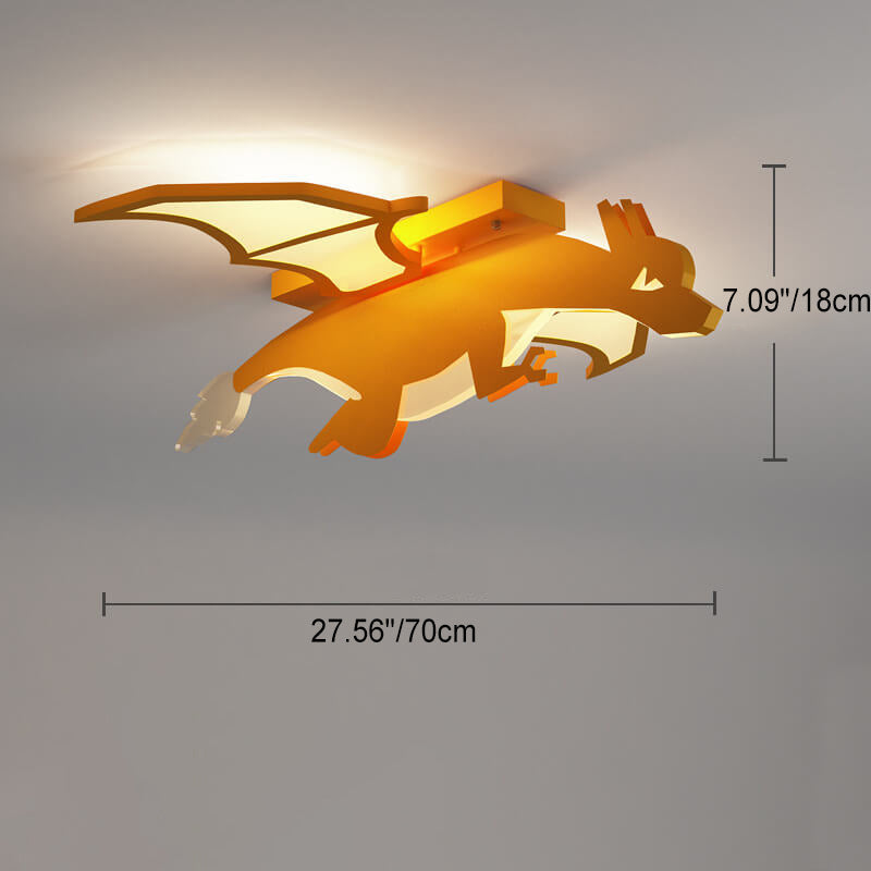 Childlike Cartoon Acrylic Fire-Breathing Dinosaur LED Flush Mount Ceiling Light