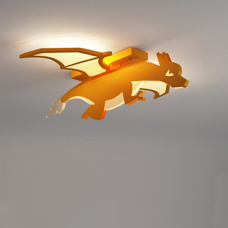 Childlike Cartoon Acrylic Fire-Breathing Dinosaur LED Flush Mount Ceiling Light